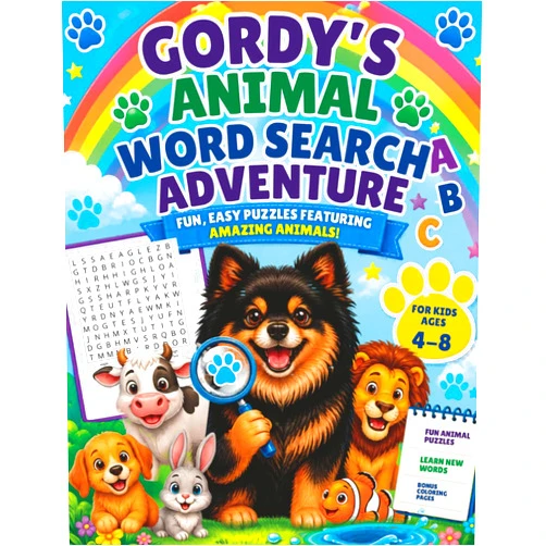 Paula Odom Gordy’s Animal Word Search Adventure for Kids Ages 4–8: Fun & Easy Farm, Zoo & Ocean Animal Puzzles to Build Vocabulary, Spelling & Confidence + Bonus ... Pages (Gordy’s Adventure Word Search Series)
