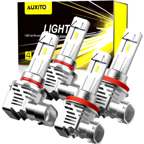 AUXITO 9005/H8/H9/HB3/H1I Fog Light Bulbs, 6500K Cool White, 600% Brighter, Plug-and-Play, Pack of 4