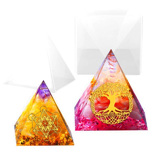 WeiMeet Large Pyramid Silicone Molds Big Pyramid Resin Mold Epoxy Resin Casting Molds with Plastic Stand Base for Jewelry Casting DIY Crafts