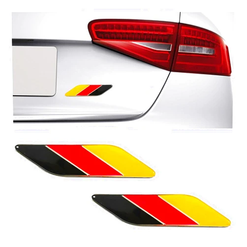 Dickno 2 PCS 3D Tricolor Flag Emblem, Aluminum Car Front Fender Badge Sign Emblem, Auto Stickers and Declaration Decals, Universal Exterior Decor Accessories for All Vehicles (Germany)