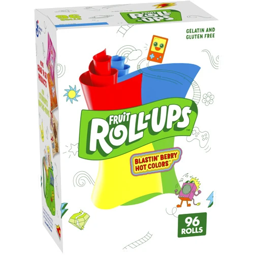 Betty Crocker Fruit Roll Ups, Blastin' Berry Hot Colors, 0.5 Oz, 96 Count