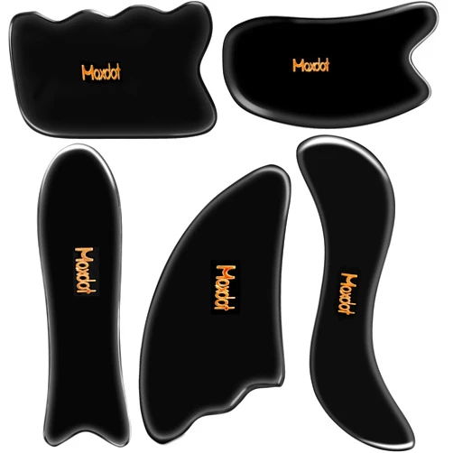 Maxdot 5 Pieces Gua Sha Massage Tools Set, Scraping Massage Tools Guasha Stone for Face Back Neck Physical Therapy