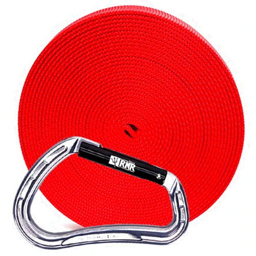 Rock-N-Rescue 20-Foot Webbing and Carabiner Combo - Heavy-Duty Tubular Nylon, Made in USA, Rock Climbing, Firefighter, and Rescue Gear