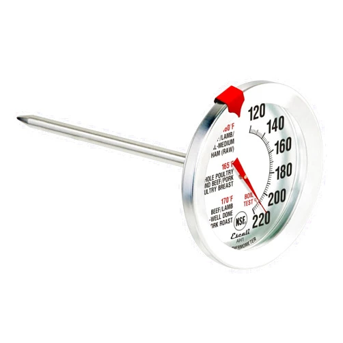 Escali AH1 Stainless Steel Oven Safe Meat Thermometer, Extra Large 2.5-inches Dial, Temperature Labeled for Beef, Poultry, Pork, and Veal Silver NSF Certified
