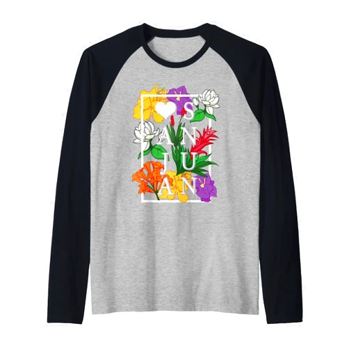 We Love San Juan Puerto Rico - Apparel & Gifts San Juan Puerto Rico Wildflower Pride Floral Raglan Baseball Tee