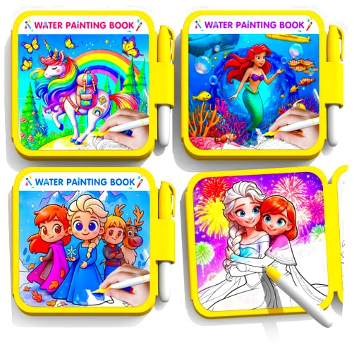 ZHOC Reusable Water Painting Books for Kids – 3 Pack Magic Water Reveal Coloring Books with Water Pens (Unicorn, Ice World & Mermaid) No-Mess Coloring Book Fun Travel Activity for Ages 3–8