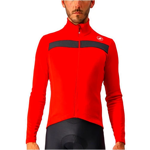 Castelli Men's Puro 3 Jersey FZ, Fleece Insulated Long Sleeve Zip Up with High Collar for Road and Gravel Biking I Cycling