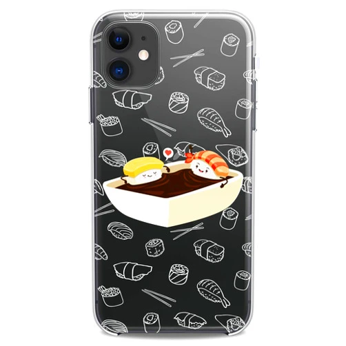 Cavka TPU Case Compatible with iPhone 16 15 14 13 12 11 Pro Max Plus Mini Xs Xr X 8+ 7 6 5 SE Heart Kawaii Food Design Print Sauce Clear Pattern Cute Soy Girls Cute Flexible Silicone Slim Sushi Kids