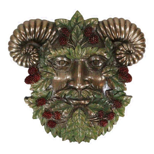 Ebros Gift Ebros The Horned God Blooming Floral Foliage Celtic Greenman Wall Decor Tree Spirit Pan Small Round Hanging Plaque As Home Decorative Sculpture (Summer Season Red Berries)