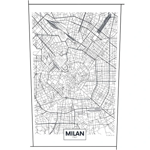 EzPosterPrints - World Famous City Map Posters - Decorative Travel Poster Printing - Wall Art Print for Home Office - Milan - 16X24 inches