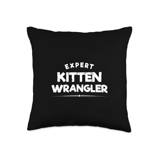 MADJACK TEES EXPERT KITTEN WRANGLER CAT PETS Throw Pillow