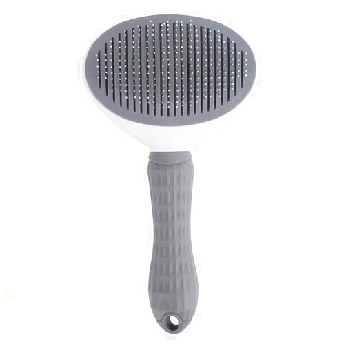 Amaou Self-Cleaning Slicker Brush Comb - Best Pet Cat Dog Grooming Long Short Hair - Shedding Loose Undercoat Tangled Haired Removes Tool - Gray