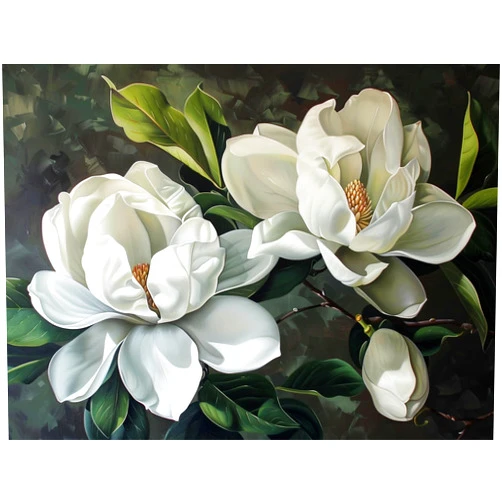 Ourtimfun 5D Evergreen Magnolia Diamond Art Painting Kits Full Drill Round Beads Diamond Art Gems Stone Cross Stitch DIY Diamond Art Painting by Number Kits Wall Decoration 12x16inch, Clear