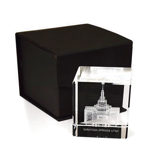 Lifebeats Crystal Cube Desk Decor by Ringmasters | LDS Temple Paper Weights for Office Desk | Christian Home Decor, (Saratoga Springs Utah)
