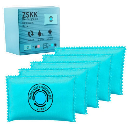 ZSKK 100g Rechargeable Desiccant Pack of 5,Silica Gel Desiccant Packets,Moisture Absorbers for Storage Bins, Suitcase,Gun Safe, 3D Filaments, Electronics,Desiccant Dehumidifier for Closets,Cars