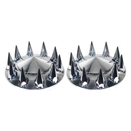 AUTOINTL Front Axle Wheel Cover Hubcap for Semi Truck 33mm Spike Thread-On Nuts Covers for Semi Truck Chrome Front Axle Wheel Cone Style Cover