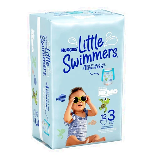 Huggies Little Swimmers Disposable Swim Diapers, Swimpants, Size 3 Small (16-26 lb.), 12 Ct. (Packaging May Vary)