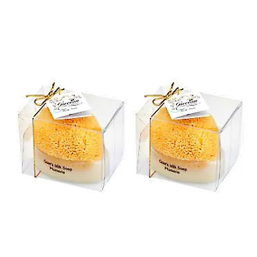The Grecian Soap Company Goat's Milk Soap w/Sponge - Plumeria 2-Pack