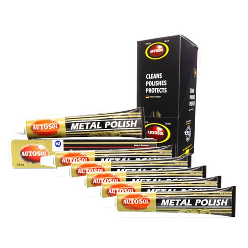 Autosol Metal Polish Pack of 6 x 75ml – Multipurpose Brass Chrome Polish Restores Shine and Prevents Tarnishing – Stainless Steel Polish Tarnish Remover – No Residue Metal Polishing Compound