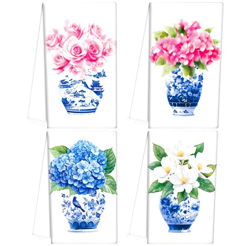 Macarrie 4 Pcs Chinoiserie Kitchen Towels 24