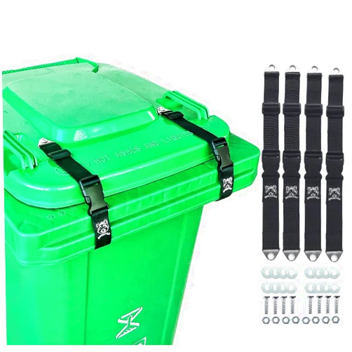 SPMKTQK Trash Can Lock, 4Pcs Trash Can Locks for Animals-Long Lasting, Adjustable Garbage Can Lid Locks for Outside Squirrel, Bear Proof Trash Can Lid Lock, Garbage Can Locks for Various Bins (4)