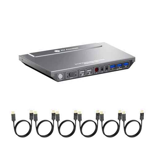 V AV Access AV Access KVM Switch 2 Computers 2 Monitors DisplayPort 8K@60Hz 4K@165hz/144hz, DP KVM Switch Dual Monitors with USB 3.0 Ports, Audio Out, IR Remote, Hotkey Switch, with 6 DP Cables