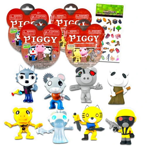 Game Party Piggy Blind Bags Set for Kids - Bundle with Piggy Series 1 and Piggy Series 2 Blind Bags with Mini Figurines Plus Stickers | Piggy Mystery Figures Set