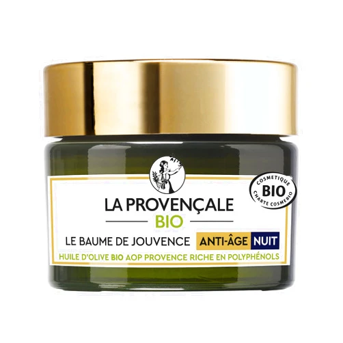 La Provençale - Le Baume de Jouvence Anti-Age Nuit - Soin Visage Nuit - Certifié - Huile d'Olive AOC Provence - Pour Tous Types de Peaux, Même Sensibles - 50 ml