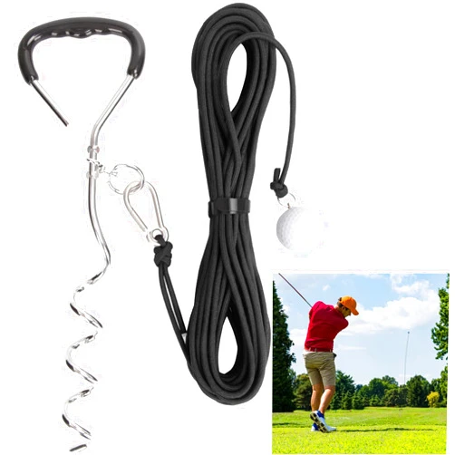 LANGZIHT Golf Swing Trainer - Swing Training in Limited Space - Real-Time Feedback On Golf Flight Path - Comes with 52 Feet of Rope and Metal Ground Anchor - Perfect for Backyard Practice