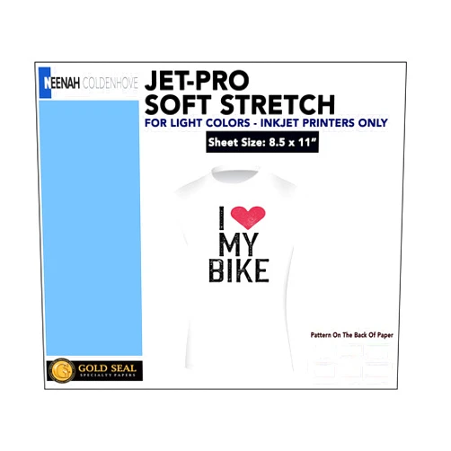 Neenah Coldenhove Jet-Pro SS Soft Stretch Iron On Heat Transfer Inkjet Papers for Light Fabrics 100 Sheets 8.5 x 11