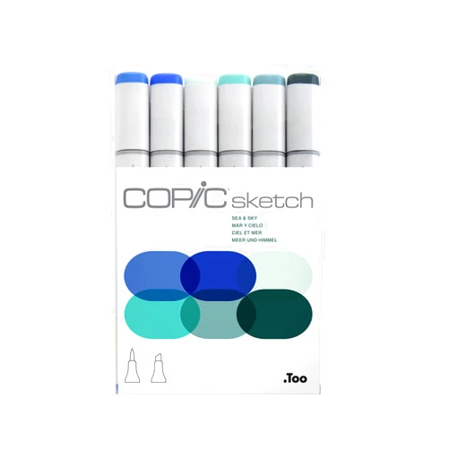 Copic Sketch, Alcohol-based Markers, 6pc Set, Sea & Sky