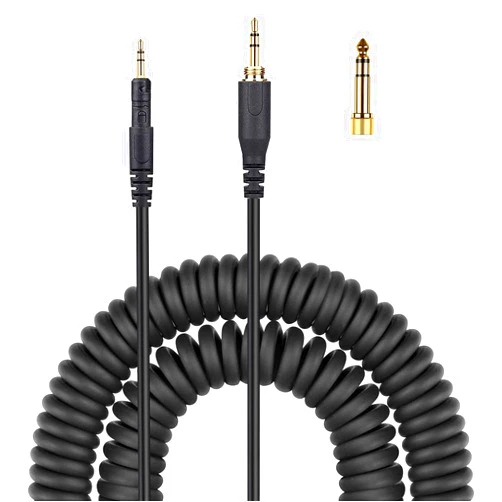 Fezzlo M50x Cable Coiled AUX Cord Compatible with Audio-Technica ATH-M40x ATH-M60x ATH-M70x Headphone with 6.35mm(1/4 inch) Adapter 4.2ft to14ft