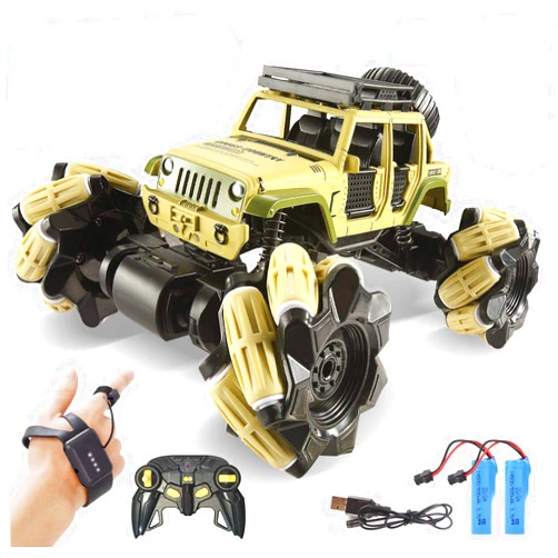 LOOZIX Remote Control Car, 1:16 Drift RC Cars 360° Rotating 4WD 2.4Ghz Gesture Sensor Watch Monster Truck for Kids Stunt Climbing Car Rechargeable Batteries