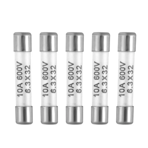 DINSTUDIO 5Pcs Digital Multimeter Fuse 10A 600V DC Fast Acting Nickel-Plated Brass Ceramic Fuse 6.3x32 mm FF10A