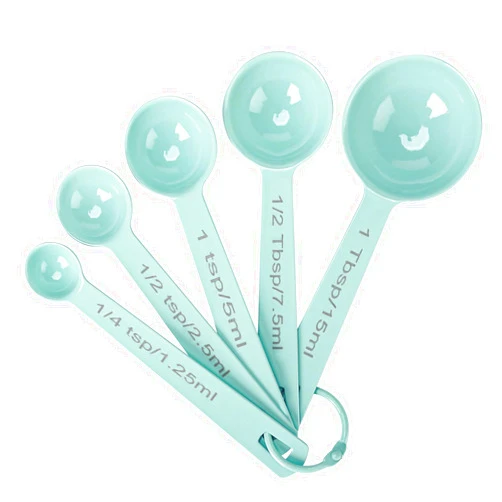 Muchtolove Stainless Steel Measuring Spoons Set of 5, Metal Measuring Cups and Spoons Set for Liquid/Food/Kitchen/Baking (Blue)