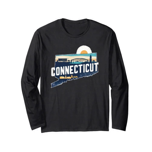 Vintage USA State Graphic Retro American Tees Retro USA Vintage American Graphic US State Connecticut Long Sleeve T-Shirt