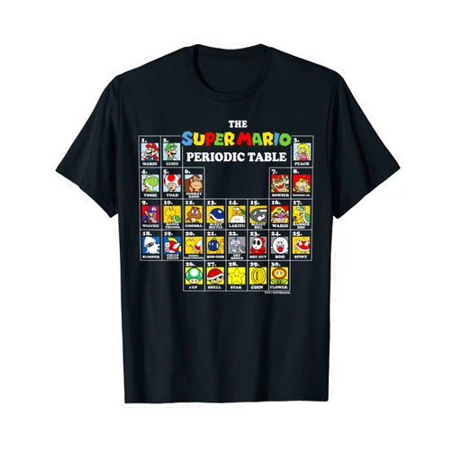 Super Mario Periodic Table Of Characters Graphic T-Shirt