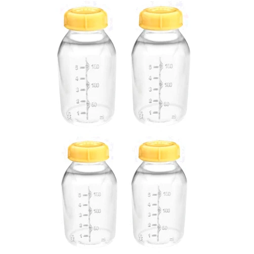 Medela Breast Milk Collection Storage Feeding Bottle w/Lid 5 Oz/ 150 Ml X4