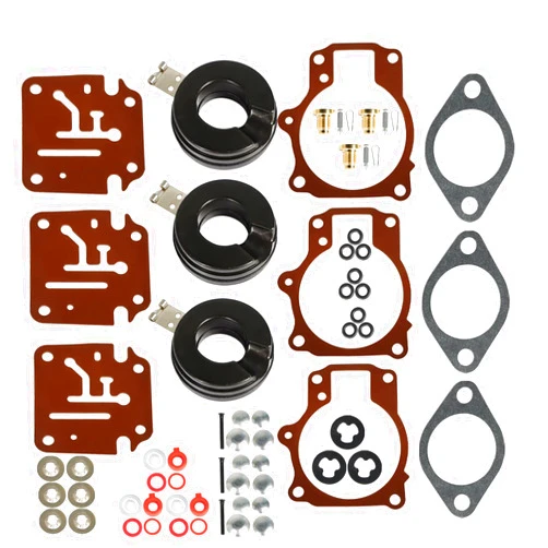 Autoparts 3-Pack Carburetor Carb Rebuild Repair Kit with Float Replacement for Johnson Evinrude 65 70 75 HP
