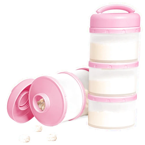 Termichy Stackable Formula Dispenser Portable Milk Powder Container, 2 Pack, Baby Pink