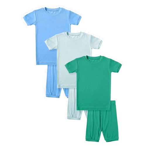 HAPIU Summer Rayon from Bamboo Toddler Pajamas Short Sleeve Set, Pjs Girls Boys Baby Kids