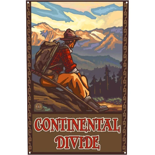 Northwest Art Mall Continental Divide Metal Art Print from Travel Artwork by Artist Paul A. Lanquist 11.5