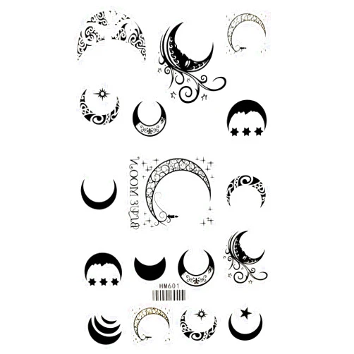 MeGaDee Waterproof Tattoo Crescent moon Moon in sky Beautiful cartoon 4X8 in MEGADEE Tattoo Sticker Body Arm Leg Body Art Beauty Makeup Cool Removable Waterproof Tattoo Sticker Great as happy gift (Tattoo Sticker 101)