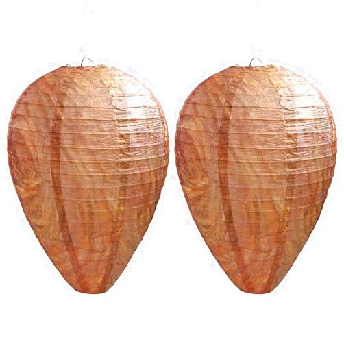 DECYOOL 2 Pack Paper Wasp Nest Decoy Hanging Wasp Nest Stay Away from Wasps Hornets Yellow Jackets(Paper Dark Brown)
