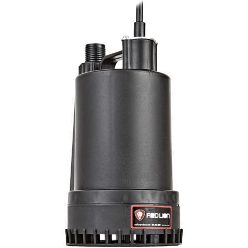 Red Lion RL-MP16 115 Volt, 1/6 HP, 1300 GPH Manual Thermoplastic Submersible Utility Pump, 8-Ft. Cord, Black, 14942731