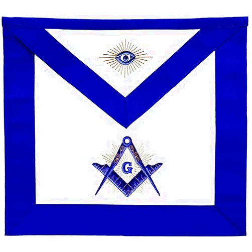 UAII GROUP Masonic Master Mason Blue Lodge Apron with Radiant G-Lambskin