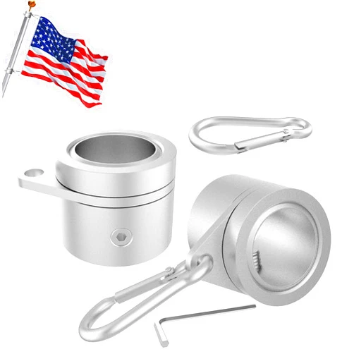 Allinko Flag Pole Rings Clip 2PCS [Tangle Free | 360° Anti-Wrap] Aluminum Rotating Flagpole Mounting Ring 360 Degree Spinning Flap Pole Kit Carabiner -0.75-1.02