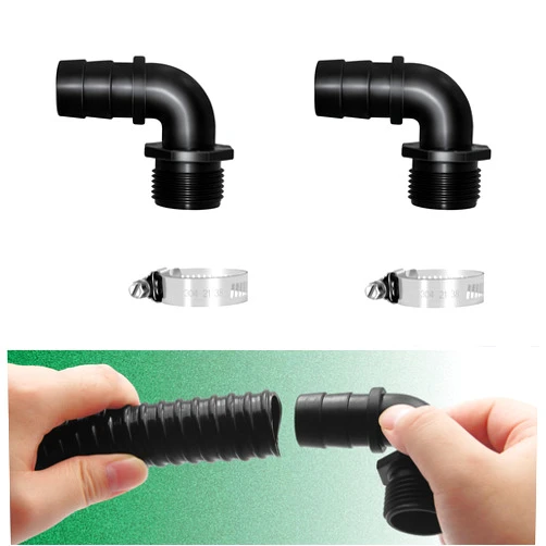 LONGRUNNEW Pond Hose Fittings Adapter 2 Packs 90 Degree Elbow Adapter 1
