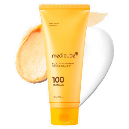 medicube Kojic Acid Turmeric Whip Cleanser | Daily Facial Cleanser for Brightening, Balancing Skin Tone & Texture | Fade Appearance of Uneven Patches & Ideal for Use After Spot Care | Korean Skincare