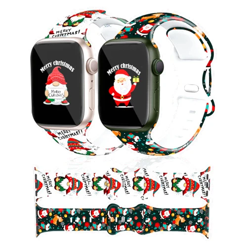 AYCQ 2 Pack Christmas Watch Bands Compatible with Apple Watch Band 38mm 40mm 41mm 42mm 44mm 45mm 46mm 49mm Fall Autumn Holiday Winter Snowman Santa Snowflake Xmas Gift Silicone Sport Replacement iPhone Strap iWatch Series 10 9 Ultra 8 7 6 5 4 3 2 1 SE Women Men